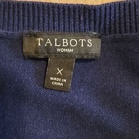 TALBOT NAVY BLUE EMBROIDERED PARIS SWEATER, SIZE X - Picture 7 of 9